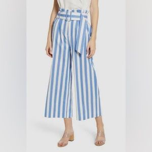 NWOT MOON RIVER STRIPED ROYAL BLUE CROPPED PANTS WITH BELT